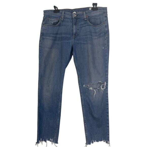 rag and bone Denim - Rag & Bone Jean Women Size 32 Dre Low-Rise Slim Boyfriend Raw Hem Modele